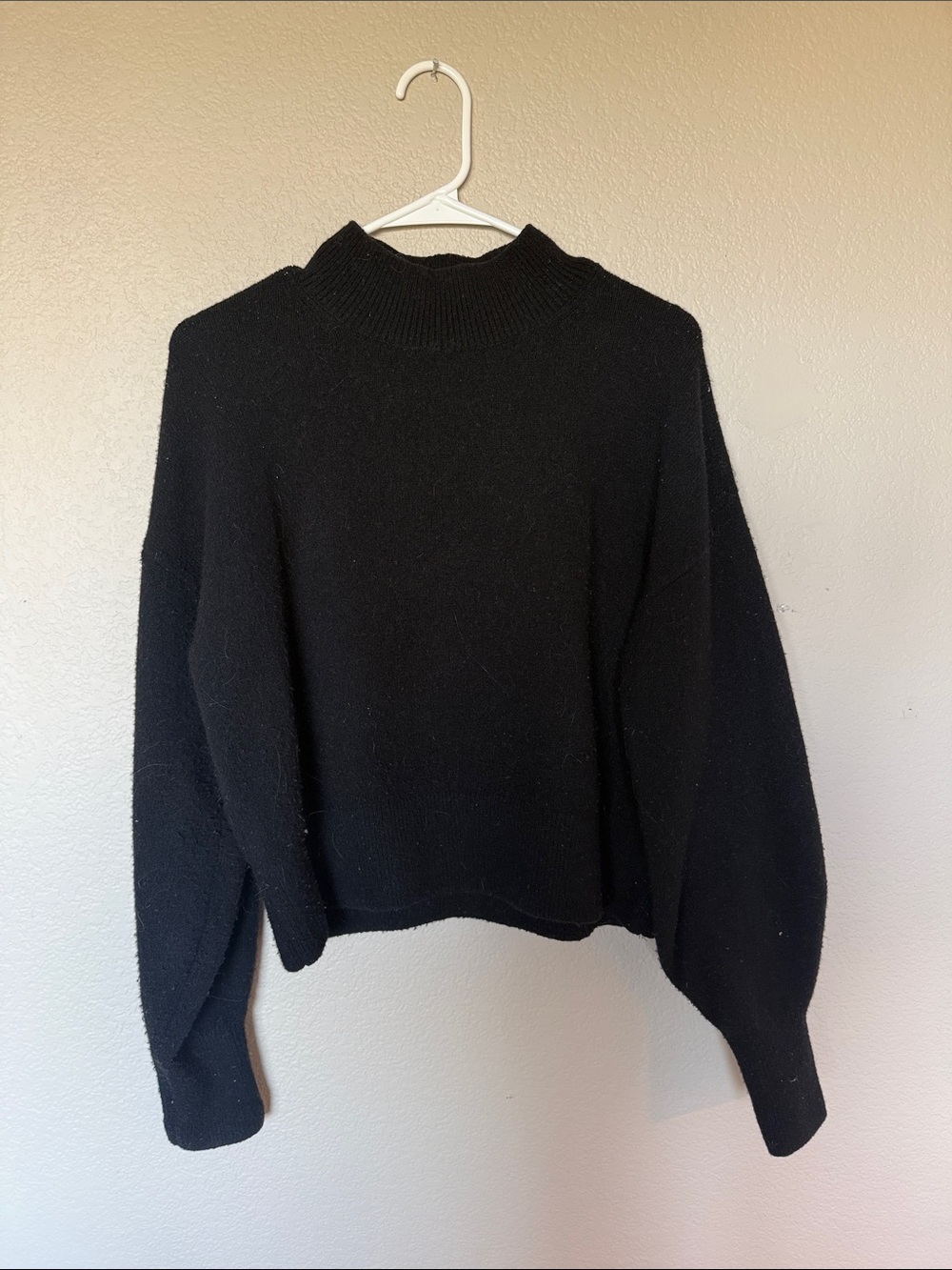 & Other Stories Black Mock Neck Cropped Sweater